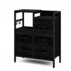 Advwin Chest of 5 Drawers Storage Cabinet with Open Shelf Black
