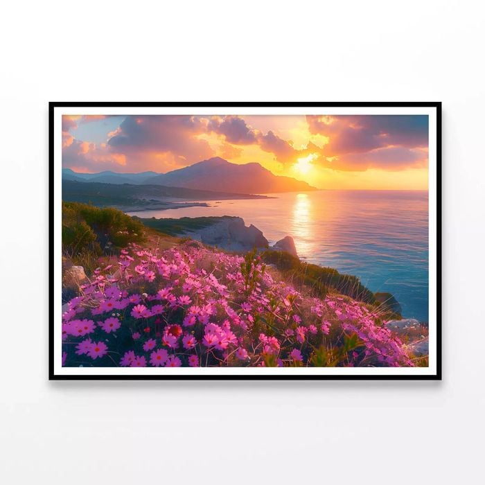 Beach, Flowers, Sky in Italy  Print 100% Australian Made 90x60cm  (Poster)
