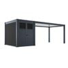 Absco Sheds 3.00 x 7.30 x 2.55m Charcoal Double Door Pergola with Shed Cabana