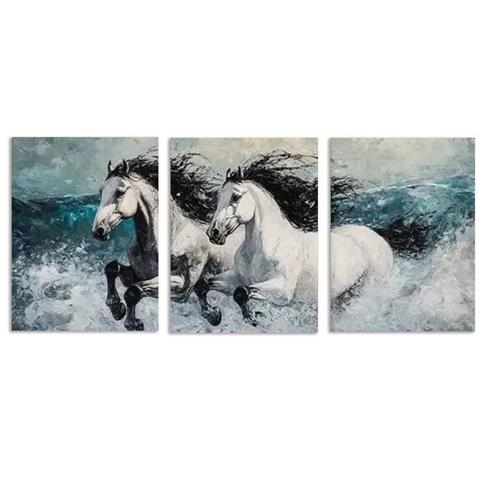 3pcs Majestic Galloping Horses Print 100% Australian Made 3 x 40x60cm (Metal Print)