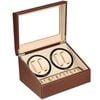 Catzon Watch Winder Display Box With Quiet Motor And 6 Jewellery Display Grids-coffeeleather