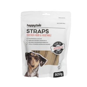Happy Tails 500g Chicken Herb and Vegetable Straps Dog Treats