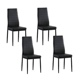 Foret 4x High Back Dining Chairs Set Pvc Leather Metal Legs Modern Seat Padding Bk