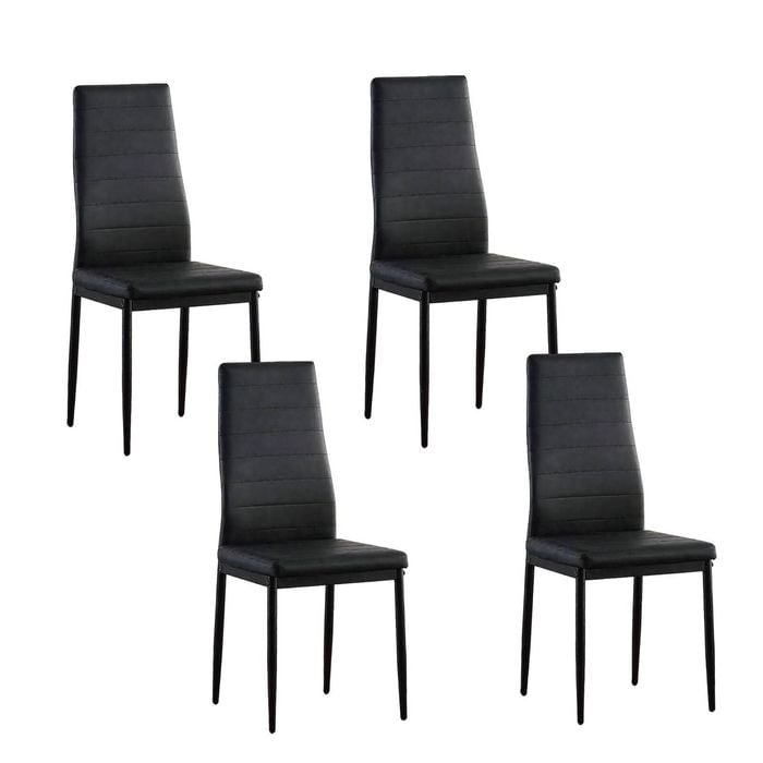 Foret 4x High Back Dining Chairs Set Pvc Leather Metal Legs Modern Seat Padding Bk