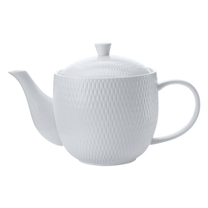 Maxwell & Williams White Basics Diamonds 800ml Porcelain Teapot w/ Handle Round
