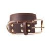 CottonMore Top Quality Handmade Genuine Leather Brown Dog Collar - Large