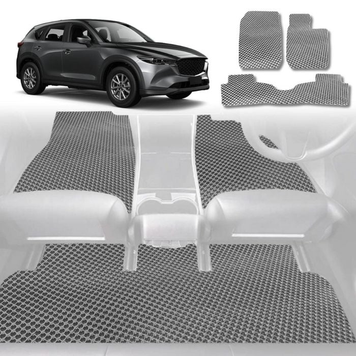 6D Diamond Car Floor Mats for Mazda CX-5 2017-2025-Full Set-Grey-Outback GT