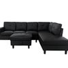 Loriece PU Leather Sofa with Ottoman - Black