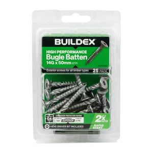 Buildex® 14G x 50mm Class 4 Bugle Batten Screws - 25 pack