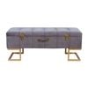 P&P Sophisticated Grey Velvet Storage Ottoman with Gold Iron Base 105x40x42cm