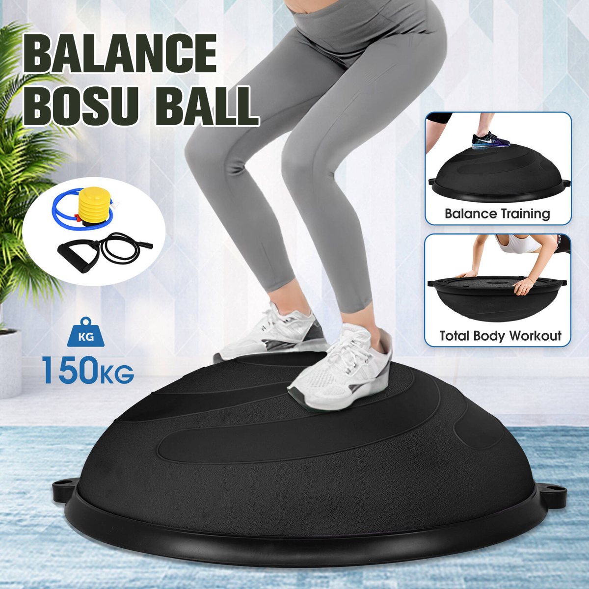 Advwin Balance Ball Trainer 64cm Yoga Pilates Half Yoga Ball - Bunnings ...