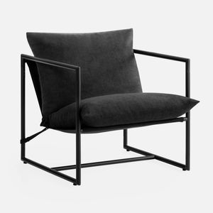 Zinus Premium Aidan Sling Accent Chair Metal Frame Armchair with Foam Cushion - Black