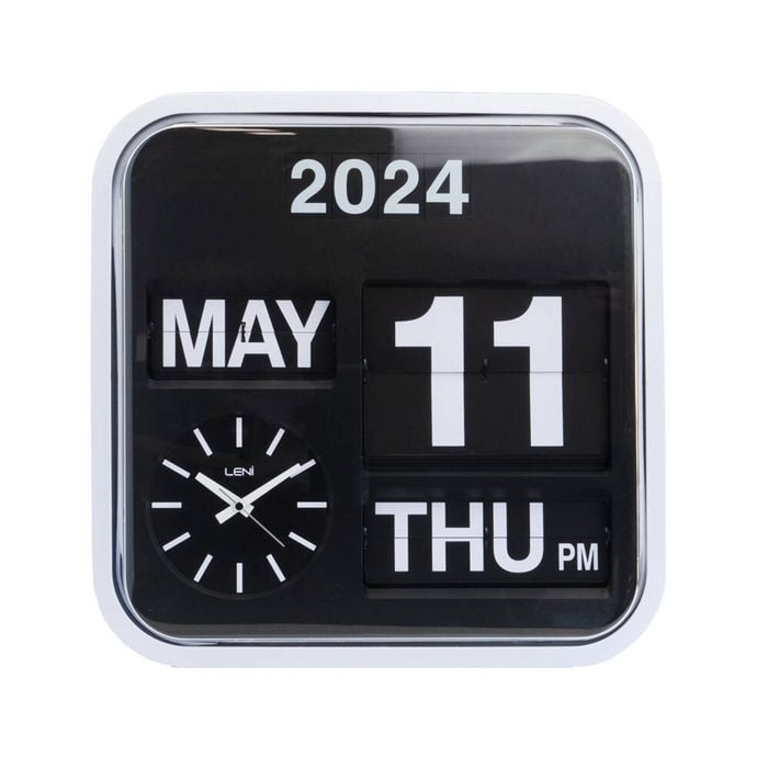 Leni Bankers Wall Clock With Calendar 43x43cm Black