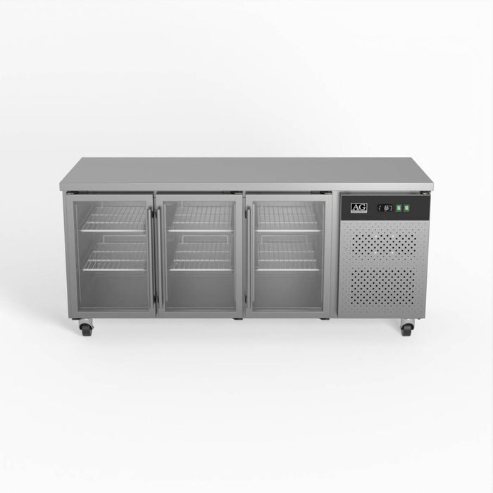 AG Three Door Commercial Glass Door Worktop / Under Bench Display Fridge 700mm Depth GNX3100TNG