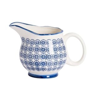 Nicola Spring Hand Printed Milk Jug - Stoneware Tea Coffee Cappuccino Pitcher - 300ml - Navy
