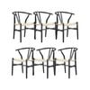 Anemone  Set of 6 Wishbone Dining Chair Beech Timber Replica Hans Wenger - Black