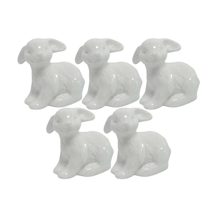 5x LVD Rabbit Flopsy Decorative Sculpture Home/Lounge Tabletop Decor 5.5cm White