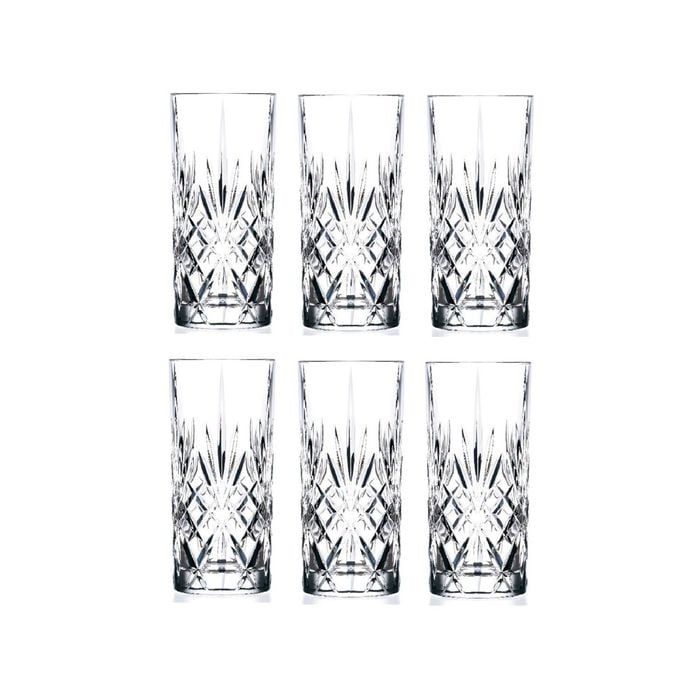 RCR Melodia Crystal Highball Tumbler Glasses 360ml - Set of 6