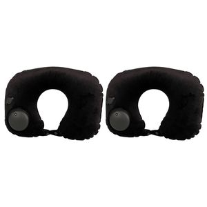 2x Tosca Self Inflatable Travel Neck Support Cushion Sleeping Pillow - Black