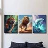 3pcs Ferocious Tiger Lion and Polar Bear Animal  Print 100% Australian Made 3 x 40x60cm (Metal Print)