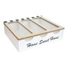 LVD MDF/Glass 26cm Triple Cutlery Box Home/Kitchen Organiser - White