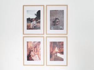 Photo frames on wall