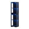 Advwin 4 Tier LED Glass Display Cabinet 160cm Tall Storage Bookshelf Organizer Hallway Storage Cabinet Black