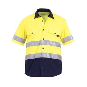Tradie 2XL Hi Vis Yellow Mens Reflective Short Sleeve Shirt