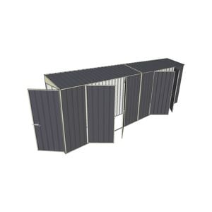 Build-a-Shed 0.8 x 6 x 2m Hinged Door Tunnel Shed with Dual Double Hinged Side Doors - Grey