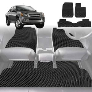 6D Diamond Car Floor Mats for Holden Rodeo 2003-2008-Full Set-Black-Outback GT