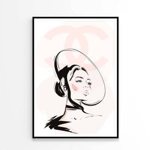 Stylish Black Peach Colored Girl Art   Print 100% Australian Made 90 x 120cm   (Poster)