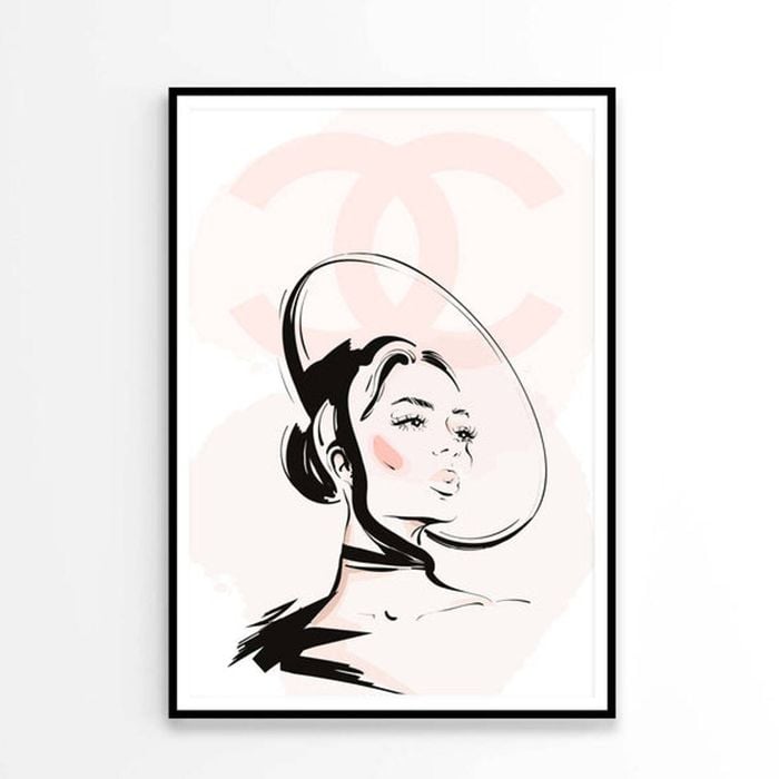Stylish Black Peach Colored Girl Art   Print 100% Australian Made 90 x 120cm   (Poster)