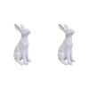 2PK LVD Polyresin Sculpture Sitting Hare Aged Home/Office Decor White Medium