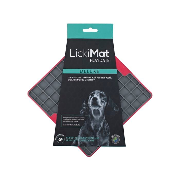 LickiMat Playdate Tuff Slow Food Bowl Anti-Anxiety Mat for Dogs - Red