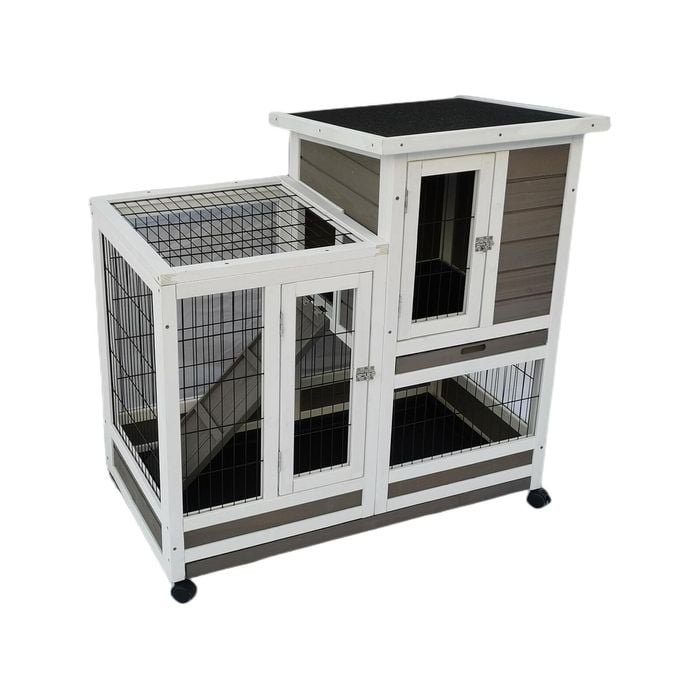Yes4pets Rabbit Hutch Cat House Cage Guinea Pig Ferret Cage With Wheels