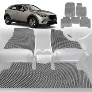 6D Diamond Car Floor Mats for Mazda CX-3 2015-Current-Full Set-Grey-Outback GT