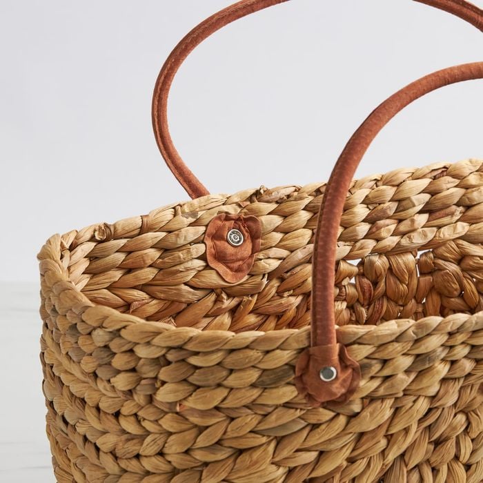 Salisbury & Co Province Large Woven Storage Carry Basket with Suede ...