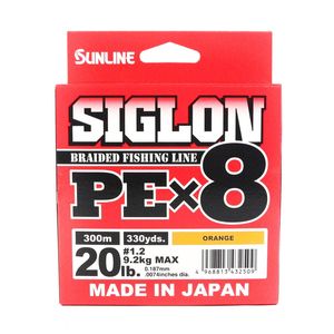 Sunline Siglon PE x8 Orange Colour 300m Braid Fishing Line 20lb