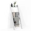 Costway 4-tier Wall Leaning Blanket Ladder Wood Blankets Holder Rack Bathroom Living White