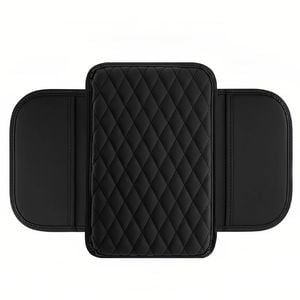 Catzon Leather Center Console Armrest Cover Microfiber Cushion Interior Accessory-black
