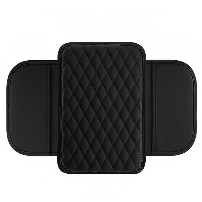Catzon Leather Center Console Armrest Cover Microfiber Cushion Interior Accessory-black