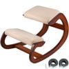 Vevor 84x53x56cm Ergonomic Kneeling Chair Brown Wooden Neck Pain Relief Relieve Fatigue Wood Stool