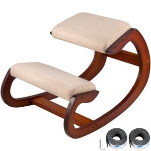 Vevor 84x53x56cm Ergonomic Kneeling Chair Brown Wooden Neck Pain Relief Relieve Fatigue Wood Stool
