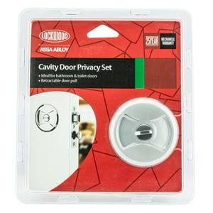 Lockwood Satin Chrome Pearl Symmetry Round Privacy Cavity Sliding Door Set