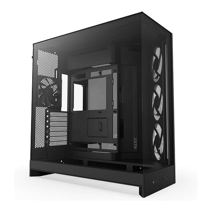 Nzxt H9 Flow Rgb Large Dual-chamber Mid-tower Atx Airflow Case - All Black With Rgb Fans [cm-h92fb-r1]