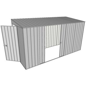 Build-a-Shed 1.5 x 3.7 x 2m Double Sliding Side Door Skillion Shed - Zinc