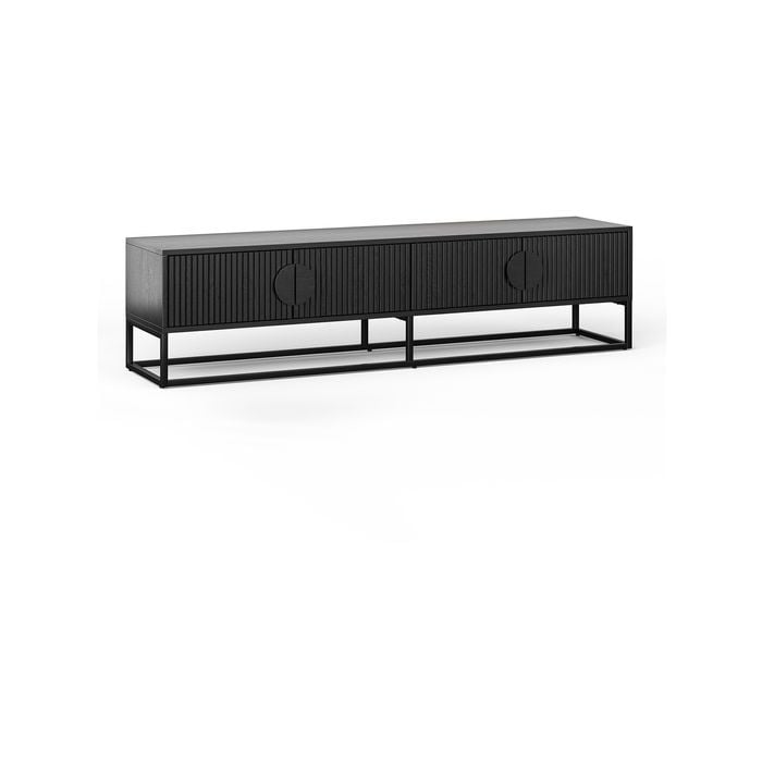 Braxton 180cm Black Oak Ripple Slatted TV Entertainment Unit