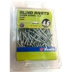 Zenith Blind Rivet Open Steel 3/16"D x 1/2"G  75pk