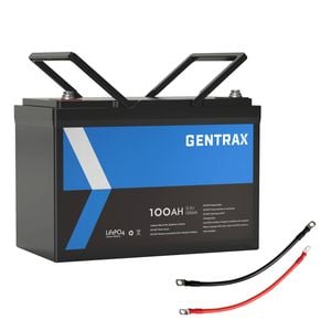 Gentrax 12v 100ah Lifepo4 Lithium Battery + 0.3m 6awg Connector Cable