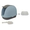 Yes4pets Portable Hooded Cat Toilet Litter Box Tray House With Handle And Scoop Blue